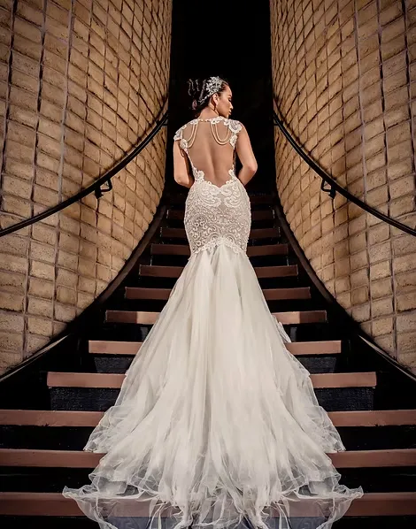 Bride on stairs